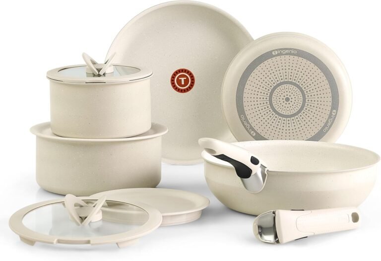 T-fal Ingenio Essentials Pots and Pan Set, 11 Piece, Frying Pans, Beige