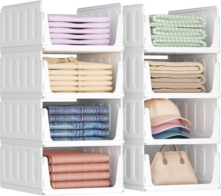 Lifewit 6‑Pack Foldable Closet Organizers, Stackable Clothing Storage Bins